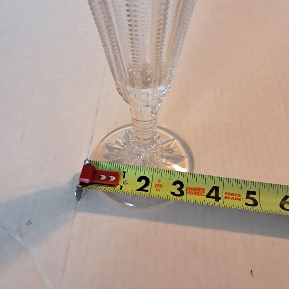 Clear Cut Glass Trumpet Footed Bud Vase 8.5" - Picture 13 of 13